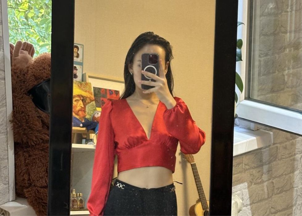 Кофта красная праздничная hand made