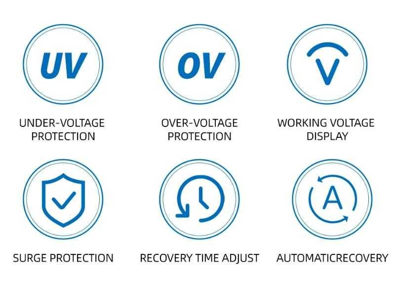 Волт Реле Защита от Пренапрежение Дисплей Програма АвтомВъзстановяване
