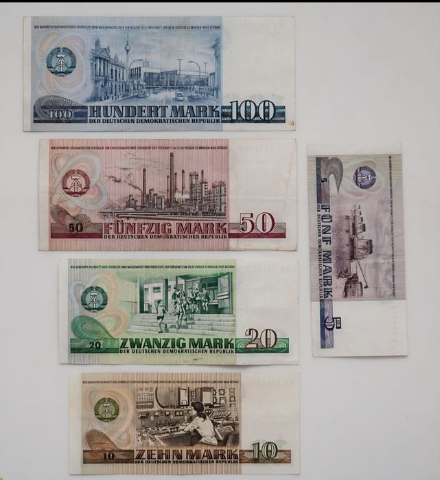 Lot 5 bancnote Marca Germania de Est DDM