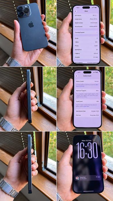 iPhone 15 Pro 128GB Blue Titanium – Здраве на батерията 86%