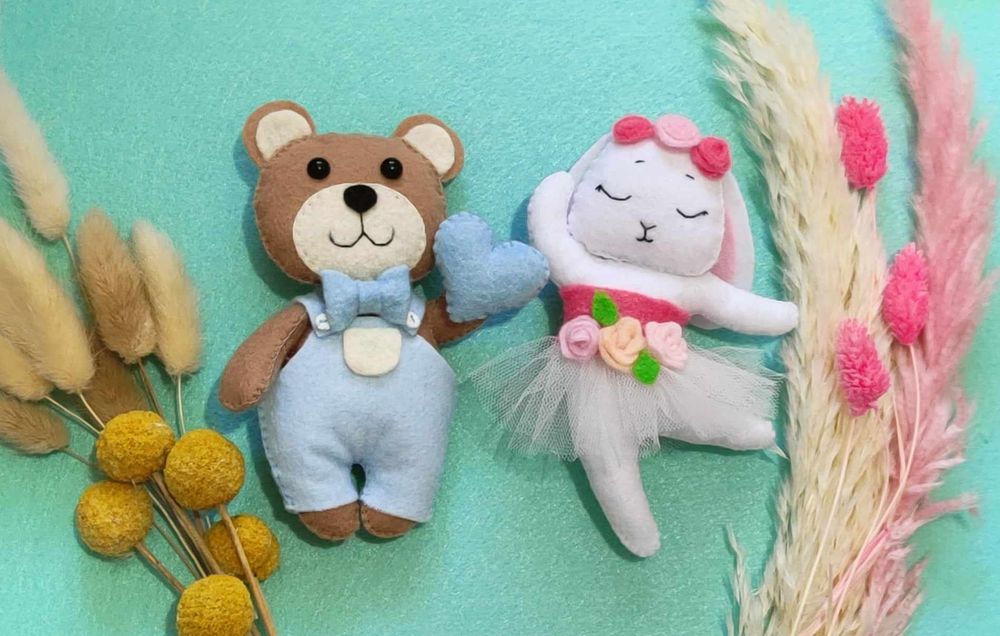 Figurine fetru pentru lumanari botez