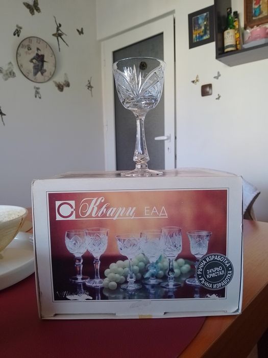 Български ръчно изработени кристални чаши / кристална купа