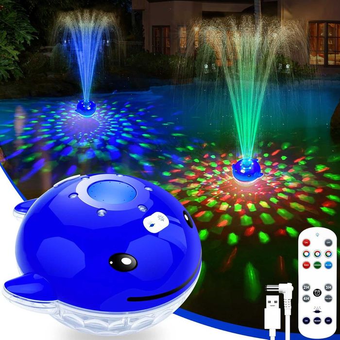 Fantana arteziana plutitoare pentru piscina cu LED
