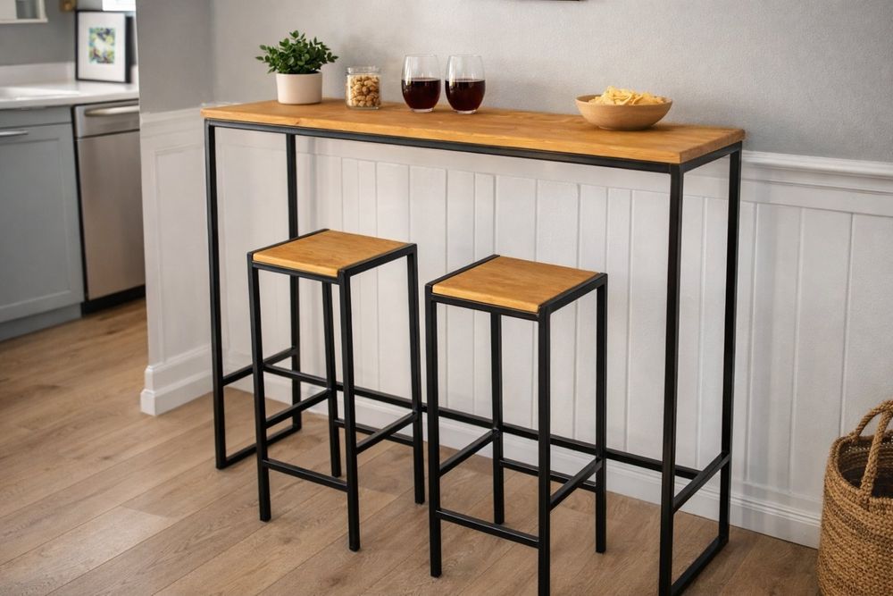 Метална бар маса с два стола нов комплект