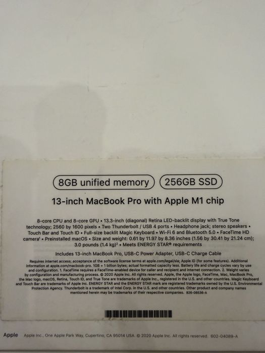 MacBook Pro m1, 8gb/256 SSD