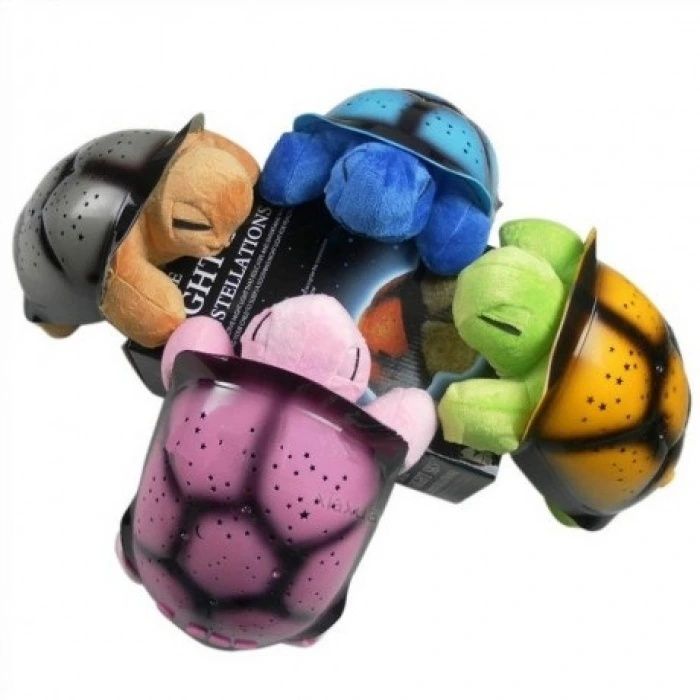 Детска музикална нощна лампа звездно небе - костенурка