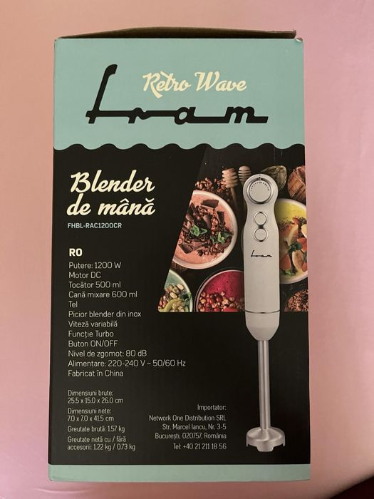 Mixer vertical Fram FHBL-RAC1200CR, 1200W, viteza variabila, Turbo