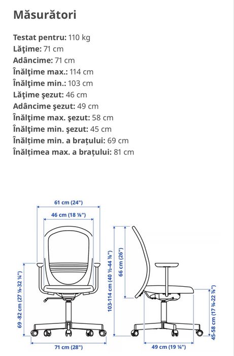 Scaun de birou ergonomic Ikea