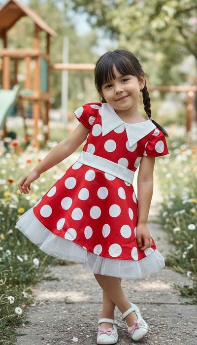 Платье для девочки 3–6 лет в ретро стиле. горох крупный