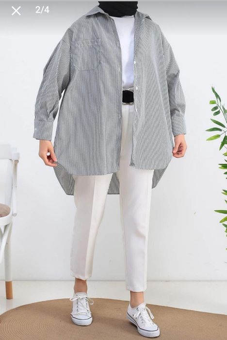 Стильная длинная рубашка