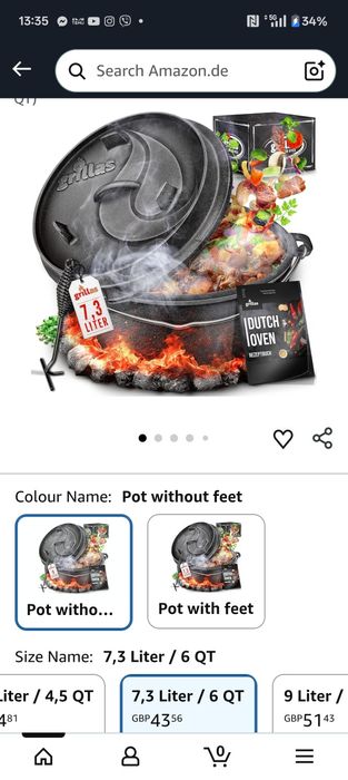 Къмпинг чугунена тенджера 7.2л. страхотно качество