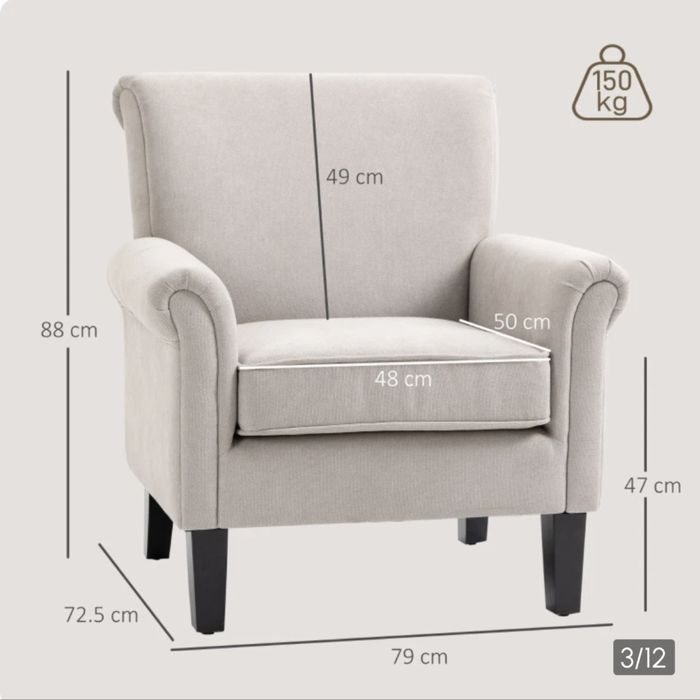 Fotoliu  pentru living , stil Nordic , gri HOMCOM x3buc