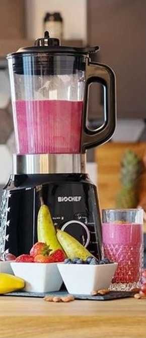 Вакуумен блендер BioChef Aurora 1000W Смути Шейк Супи Стъклена кана