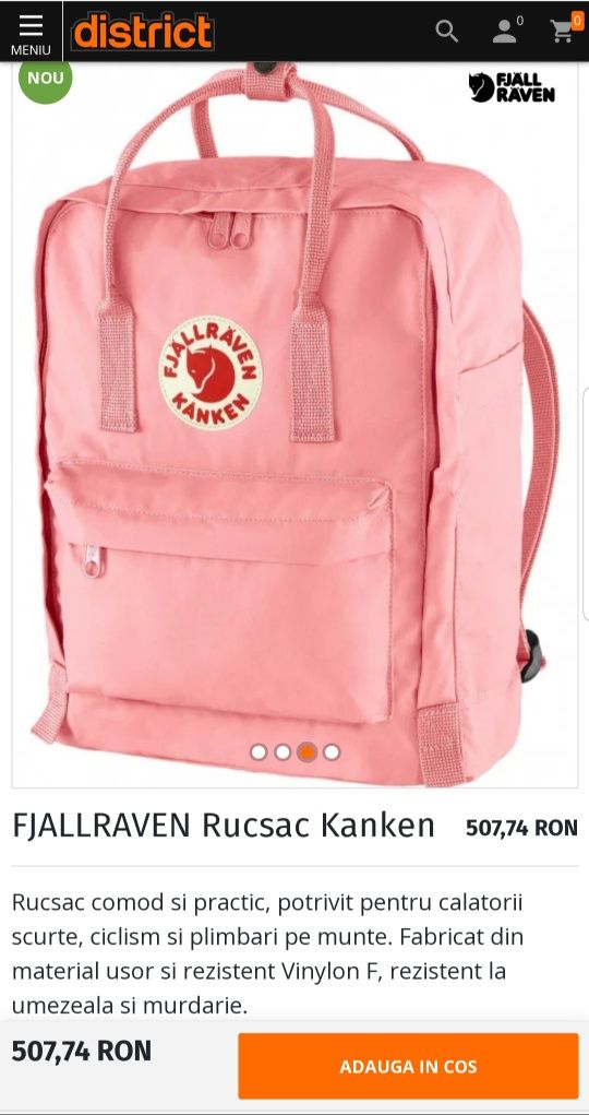 Rucsac Fjallraven Kanken roz ghiozdan original SUEDIA Matei OLX.ro