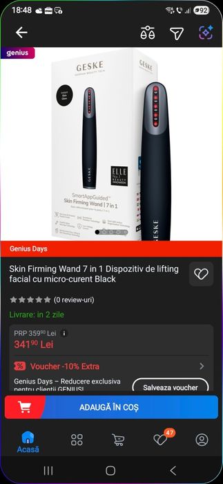 Skin Firming Wand 7 in 1 Dispozitiv de lifting facial cu micro-curent Black
