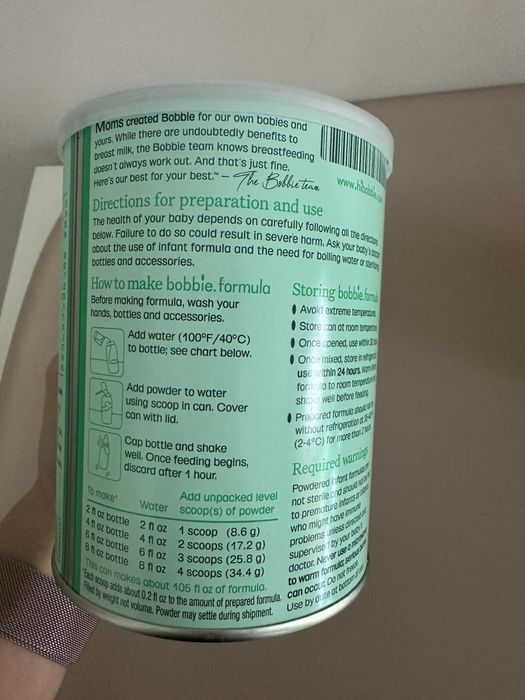 Адаптирано мляко Bobbie Whole Milk, 2 кутии по 400 г