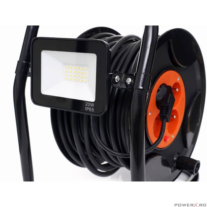 Rola de curent 30 m, cu lampa cu Led atasata, prelungitor cu tambur,