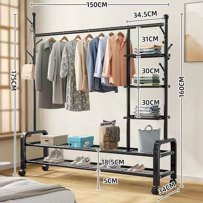 Гардеробная вешалка с полками