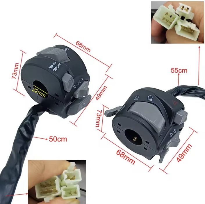 Comutatoare ghidon ATV/SCUTER/MOTO (Universal) , cu LED ALB