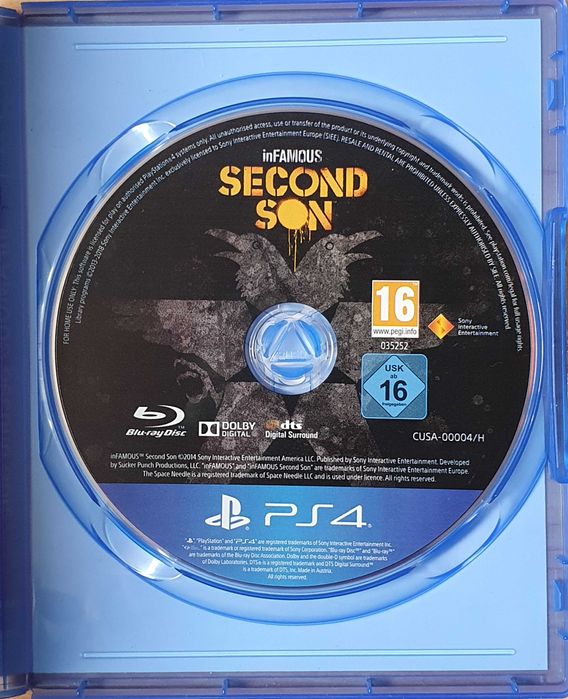 Диск с игра inFAMOUS Second Son PS4 Playstation 4 Плейстейшън 5 PS5