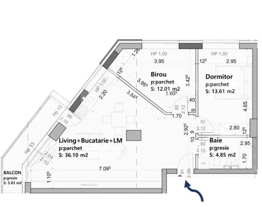 COMISION 0%Apartament 3 camere/ 66,5mp + balcon 6 mp,Tractorul