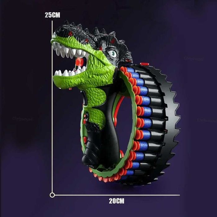 Бластер динозавър с електрически барабан + 100 патрона (пяна) НОВ