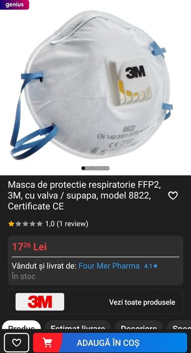 Mască protecție facială 3M FFP2