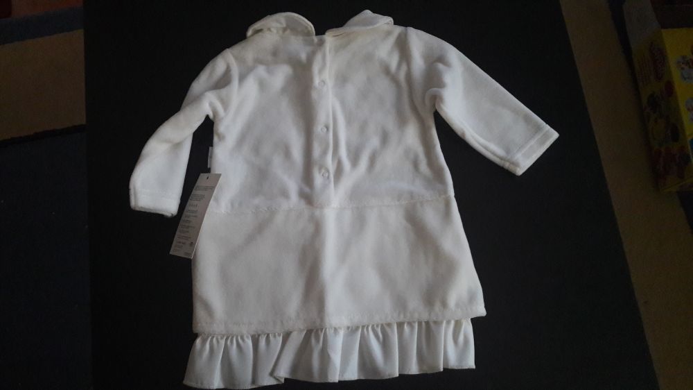 Rochie alba, Baby Rose, 74 cm, 8-9 luni, NOUA