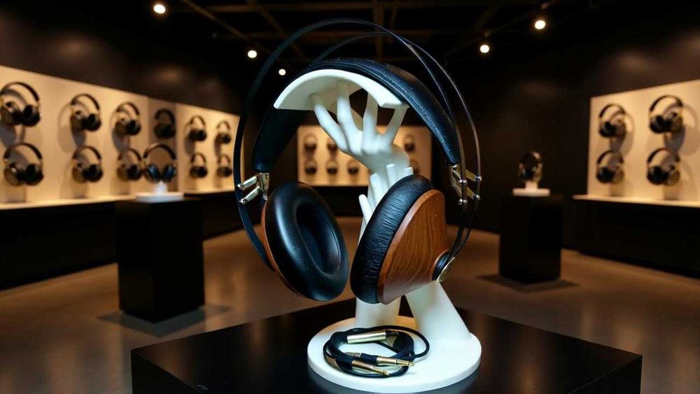 Suport Caști Tip Sculptura Maini, design modern, alb , 25 cm