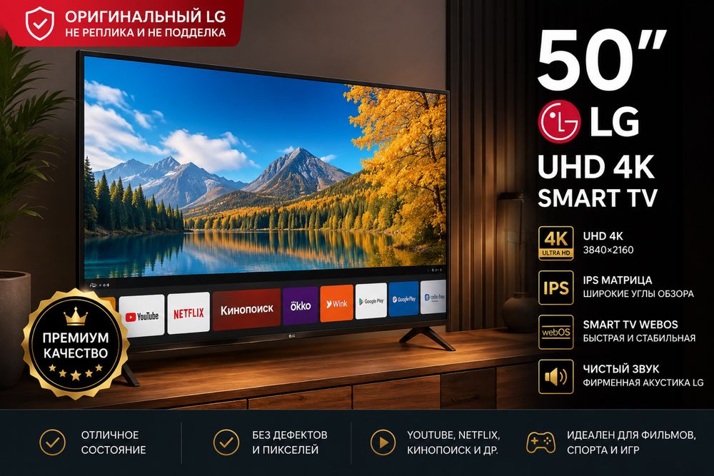 ТЕЛЕВИЗОР КАЧЕСТВО 4К Wi-Fi LG  заводской оригинал