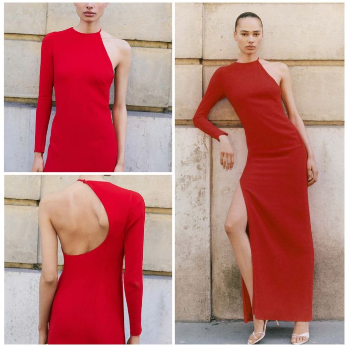 Елегантна червена, дълга рокля