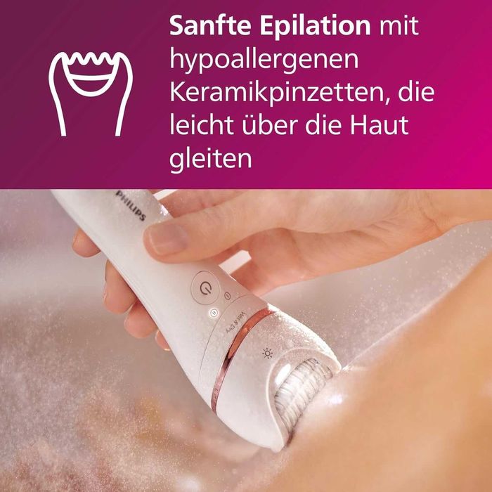 ПРОМО Нов 2г Гаранция Епилатор за Сухо и Мокро Бръснене Philips - BRE740/10, 2 Степени, 9 Приставки