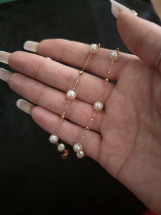 Set lant +cercei aur 18 kt cu perle