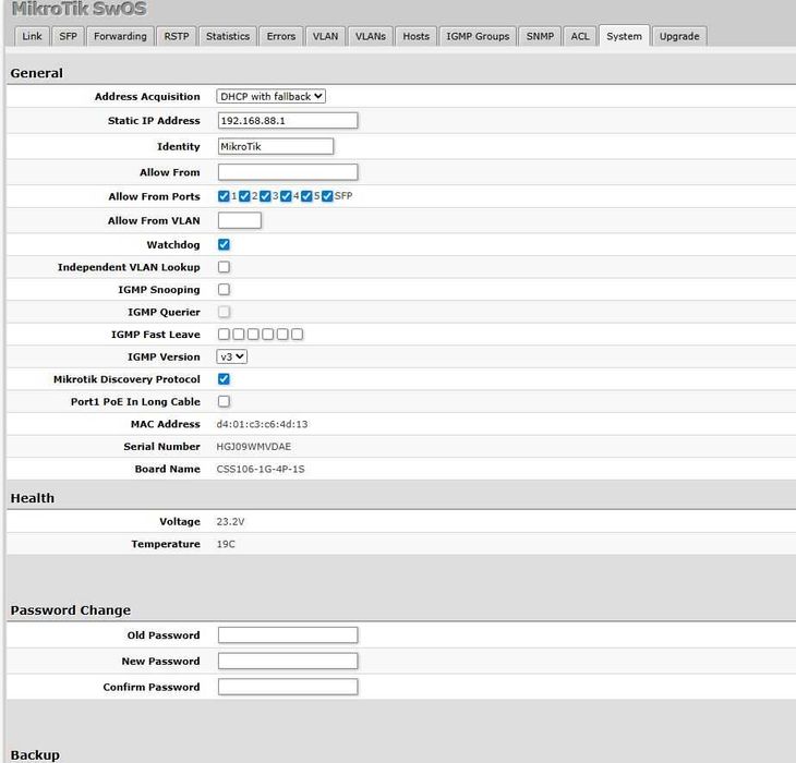 Switch Mikrotik RB260GSP