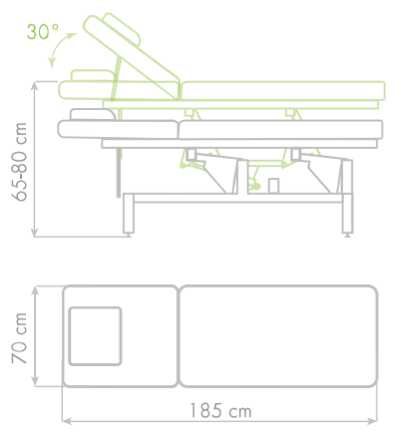 Електрическа кушетка Optima (1 мотор) - бяла/сива 185 х 70 x 60/80 см