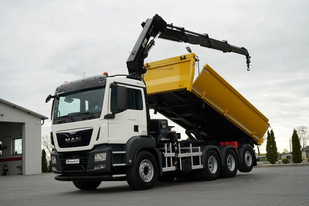 MAN TGS 32.400 / 8x4 / TRIDEM / BASCULATOR DUPLĂT / HIDRODECKER / BORDMATIC + HIAB 188 E-3D HDS / ROTATOR / PILOT / EURO 6
