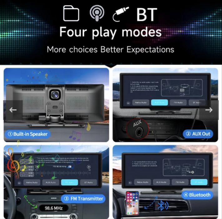 Navigatie Auto Universală 10.26″ Touchscreen cu camera video, Wireless CarPlay/Android Auto, Camera 4K cu camera marsarier