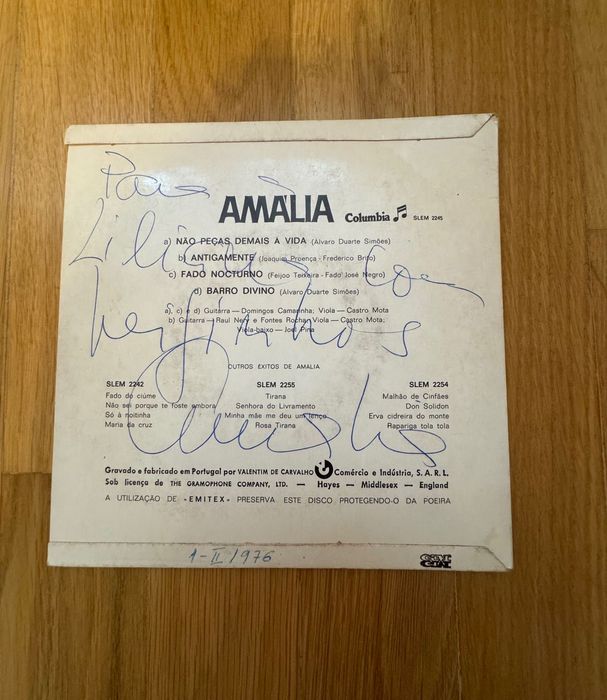 Doua viniluri EP de colectie cu autograf Amalia Rodrigues, 1976, foarte rare