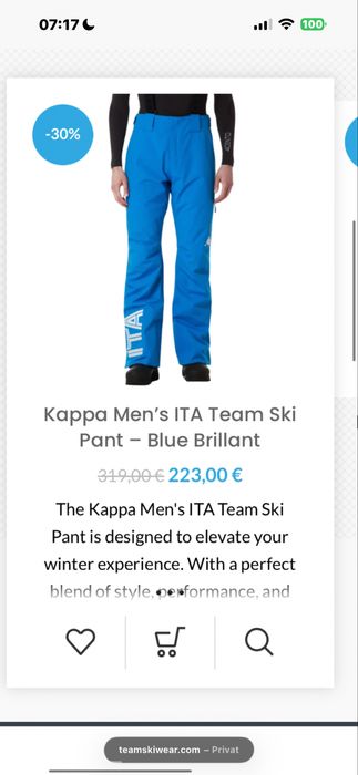 Pantaloni ITALIA FISI Kappa ski noi - fara semne de purtare