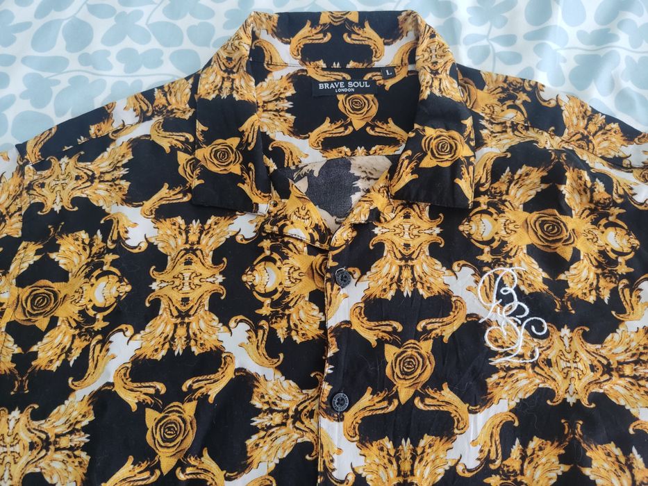 Brave Soul London риза в черно и златисто
