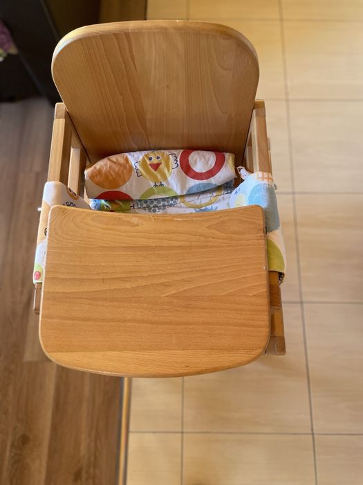 Детско дървено столче за хранене 2в 1