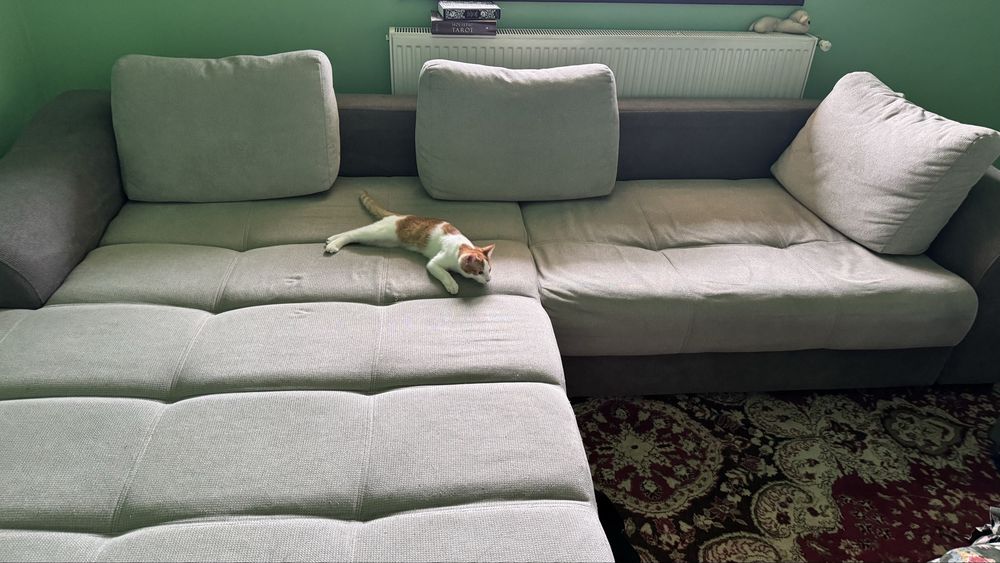 Coltar extensibil Salerno 4 locuri gri cu lada de depozitare