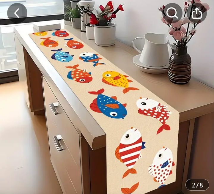 Цветен морски тишлайфер Ярка Тъкан, Празнична Покривка за Маса