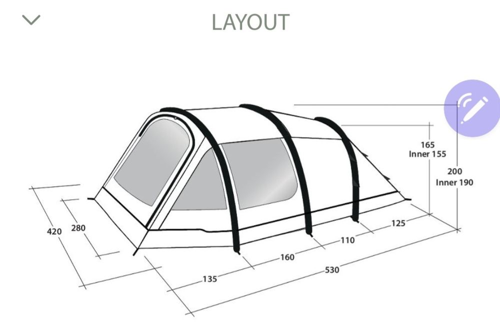 Палатка надуваеми рейки 6 местна  Outwell Starhill 6A