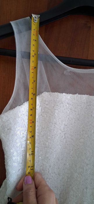 Официална бяла детска рокля 146