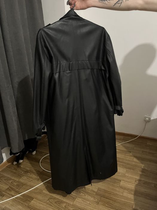 Кожаное пальто длинное