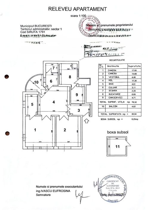 Exclusivitate-Parcul Cismigiu,ap. 3 cam,et. 2/7, lift, 81mp utili,boxa