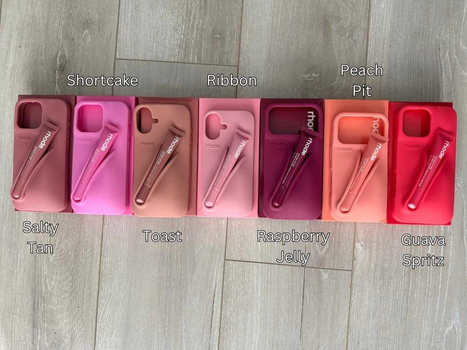 Set Rhode: Husă cu suport + Lip Tint - Diverse nuante - iPhone 13, 14, 15, 16 (Pro, Plus, Pro Max)