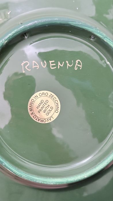 Farfurie decorativă din ceramică italiană – Mozaic Ravenna cu foiță de aur 24K