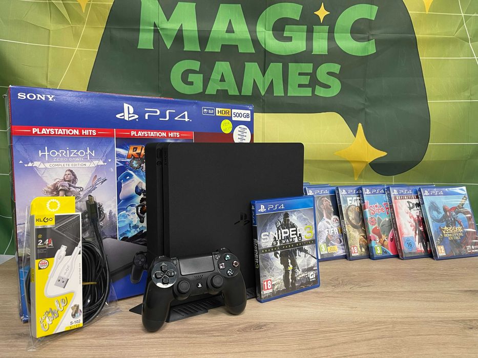 Втора употреба PS4 / Playstation 4 Slim 500GB комлект + 1 игра подарък! - Magic Games
